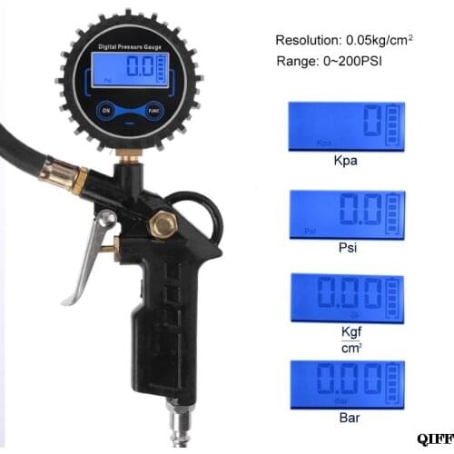 Car Truck Air Tire Inflator with Digital Pressure Gauge 200 PSI Air Chuck & Hose Pistol Type