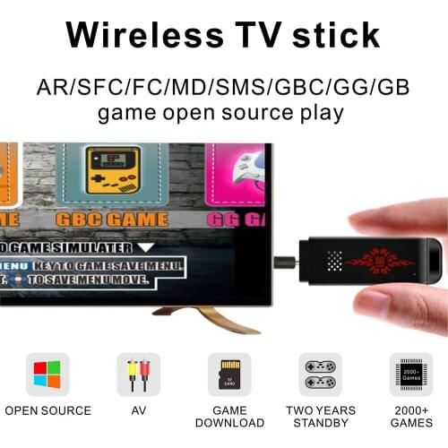 Video Game Console Wireless Handheld TV Stick Mini Portable Console Build In 2000 Classic 16 Bit Games Dual Gamepad AV Output