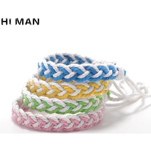 HI MAN 19 Style New Design Ethnic Wind Cotton Rope Handmade Bracelet Women Fashion Simple Color Wrap Bracelet Friendship Gift