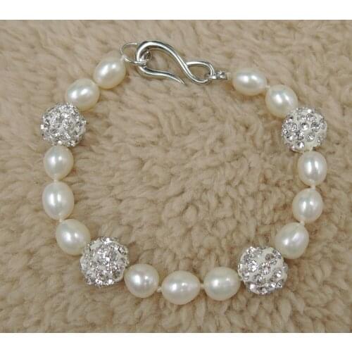 High quality pearl bracelet ,100% nature freshwater pearl bracelet with SHAMBHALA beads