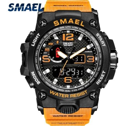 Men Watch Sport SMAEL Watch for Men Original Dual Time Display LED Backlight Electronic Stopwatch 1545 Popular Watches Dropship