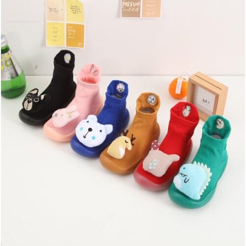 Spring Autumn Cartoon Animal Cute Shoes with Soft Sole for Newborn Baby Girls Toddlers Boys Knitted Booty Floor Walker Shoes