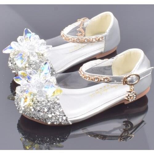 Rhinestone Childrens Shoes Leather Kids Flat Fashion Baby Girls Footwear Dancing Runway Show Princess Melissa Crystal