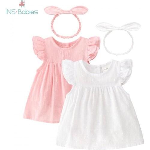 Baby Bodysuits Girl Dresses Infants Summer Clothing Sweety Princess Style Lace Sets With Hairband Newborn Babies Clothes Suits
