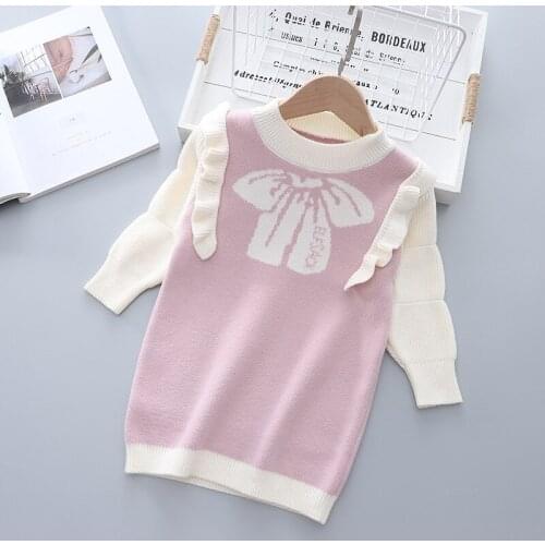 2021 Children Dresses Long Sleeve Baby Girls Clothing Sweet Sweater Dress For Kids Costume 3-6 Years Fashion Toddler Girls Dress