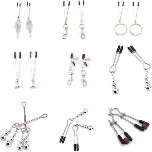 For Couples Flirt Toys Adult Games Bdsm Bondage Exotic Accessories Metal Chain Nipple Clamps Milk Breast Nipple Clip Adult Games