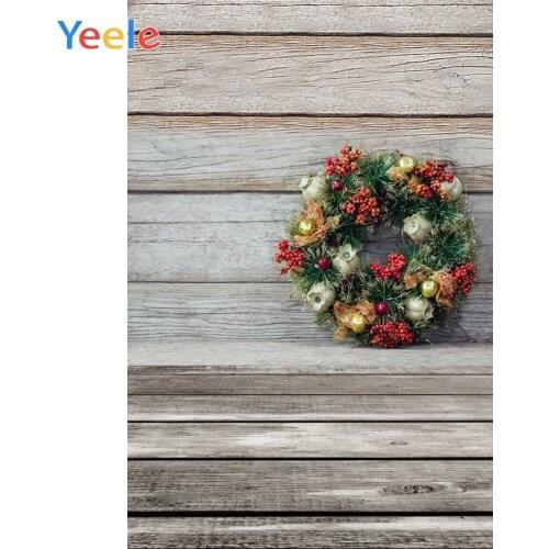 Christmas Wreath Vantage Wooden Floor Home Decoration Backdrop Photography Custom Photographic Background For Photo Studio