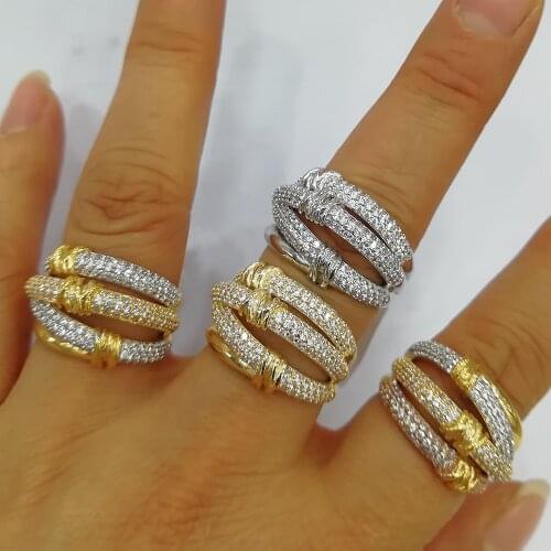 GODKI HIPHOP Trendy 3 CROSSOVER Rings for Women Cubic Zircon Finger Rings Beads Charm Ring Bohemian Beach Jewelry Gift