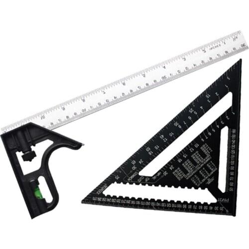 12 Inch Metric Triangle Angle Ruler Aluminum Alloy Measuring Woodworking Too 517A