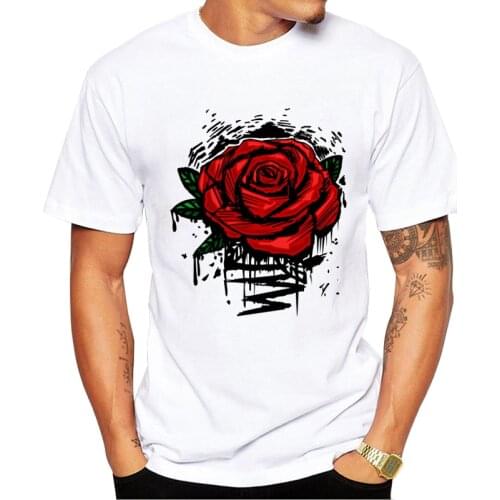 TEEHUB Fashion Retro Melting Rose Men T-Shirt Hipster Rugged Rose Printed t shirts Short Sleeve Tshirts Funny Tee