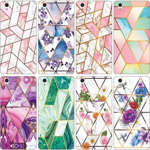 Soft Phone Case for Oneplus X / One Plus X Funda Glossy Colorful Flower Silicone Phone Back Cover Geometric Marble Shell