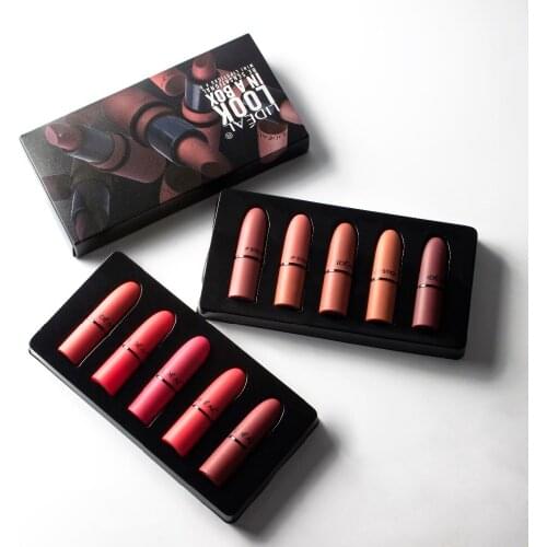 LIDEAL Matte Lip kit Professional 5pcs/set Waterproof Nude Lipstick Set Moisturizer Long-lasting Sexy red Batom Velvet lip gloss