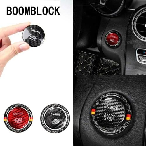 Carbon Fiber Car Engine Start Stop Ignition Button sticker Trim key Ring Circle Auto For Mercedes Benz C E Class W205 W213 GLC