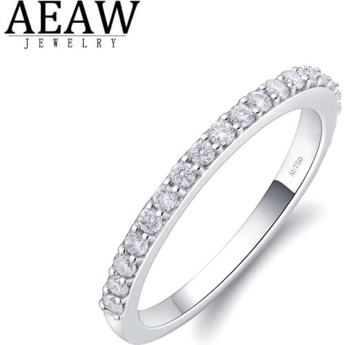 DEF Color Small Moissanite Engagement Matching Band For Lady Test Positve DEF Color Real 14K White Gold