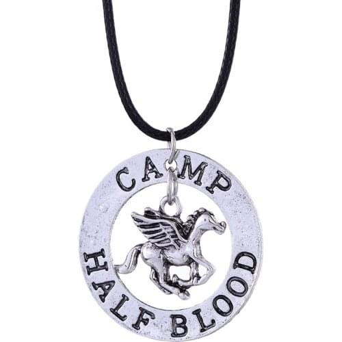 Horse Wings Necklace Camp Half Blood Fly Horse Pendant Vintage Silver Plated Totem Animal Amulet Jewelry Men Women Wholesale