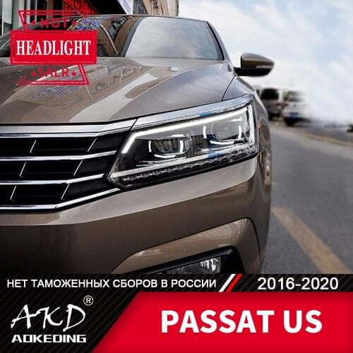 Head Lamp For Car VW PASSAT US version 2016-2020 Headlights Fog Lights Day Running Light DRL H7 LED Bi Xenon Bulb Car Accessory