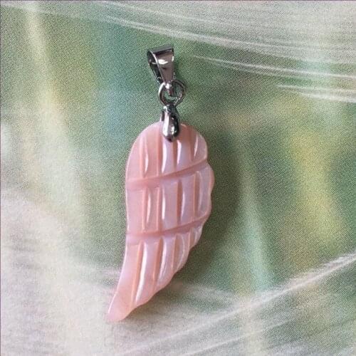 Silver Plated Pink Shell Angel Wing Pendant for Elegant Women Gift Classic Style Jewelry