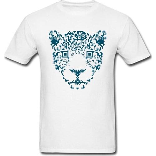 QR Code American Leopard Creative Design Men White T-shirt Geek Chic 2018 Fashion Male Tops Clothing Custom Gifts