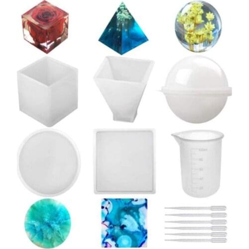 Variety storage boxes 3D spherical cylindrical silicone mirror mold crystal column pendant resin epoxy resin jewelry set-3