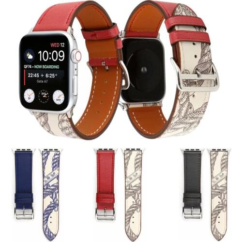 2019 Printed Single Tour Band For Apple Watch Series 5 4 3 2 1 Genuine Leather Strap For iWatch Wristband 40mm 44mm 38mm 42mm