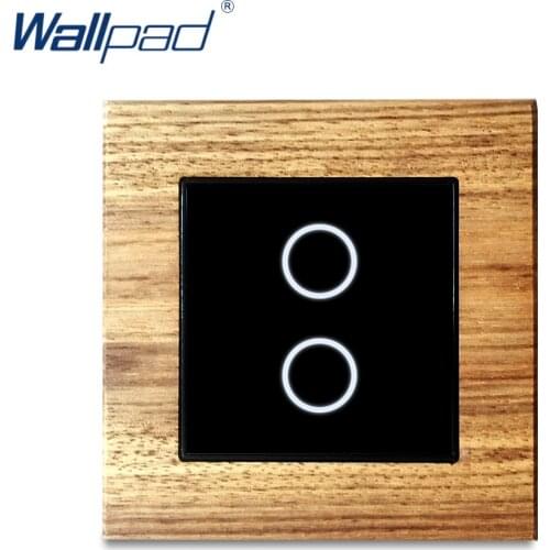 2 Gang 1 Way 2 Way Touch Switch With Blue LED Indicator Real Wood Panel Wallpad Wall Light Switch Interrupteur