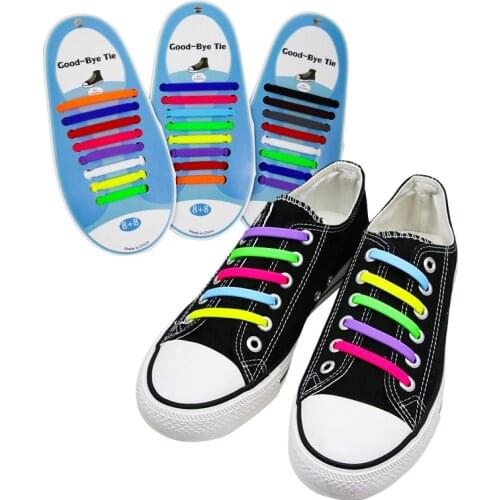 16Pcs/Set Silicone Elastic Shoelaces Special No Tie Shoelace Lacing Kids Adult Sneakers Quick Shoe Lace Rubber Zapatillas