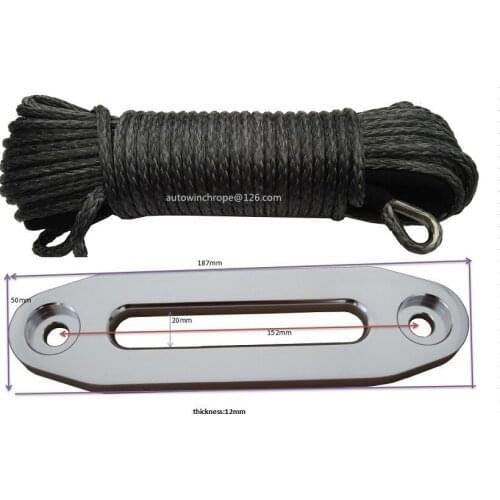 Grey 6mm*30m Synthetic Winch Rope add 4500lbs Hawse Fairlead,Off Road Rope,Boat Winch Rope,Replacement Winch Cable