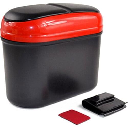 Stylish Dual Side Lid Car Vehicle Plastic Trash Can Garbage Bin Storage Box