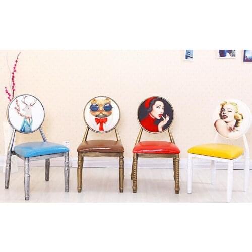 European-style retro chair nail chair personalized custom iron old theme hotel dining chair creative back makeup chair