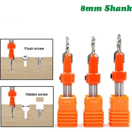 1pc 8mm Shank HSS Woodworking Countersink Router Bit Screw Extractor Remon Demolition for Wood Milling Cutter