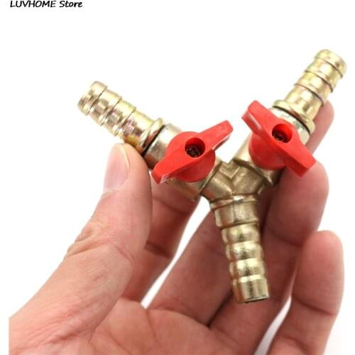 Clamp Fitting Hose Barb Fuel Water Oil Gas For Garden Irrigation Automotive 3/8" 10mm Brass Y 3-Way Shut Off Ball Valve