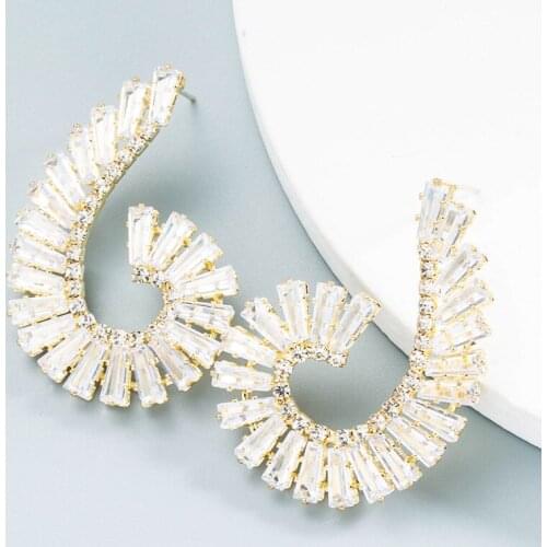 Trendy Luxury Full Cubic Zircons Leaf Shape Earrings Brilliant Bridal Engagement Wedding Jewelry for Women Bridal Stud Earrings