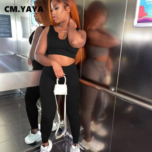 Lemon Gina Women Set Solid Sleeveless Crop Tanks Tops Strechy Pencil Pants Two2 Piece Sets Active Tracksuit Sporty Outfit Summer