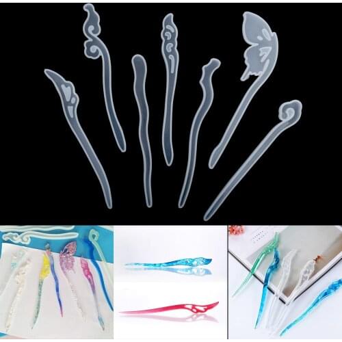 1Pcs Hair Stick Silicone Mold UV Hairpin Headdress Epoxy Resin Casting Molds For DIY Resin Hair Pin Decor Jewelry Making Tools