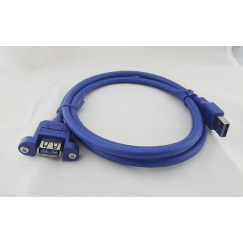 1pc USB 3.0 A Extension Male To Female Molded Panel Mount Screw Lock Port Cable 1.5m