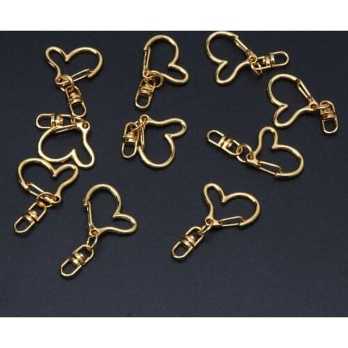 10Pcs DIY Metal Heart Keychain Swivel Lobster Clasp Snap Hook Jewelry Findings 77HE