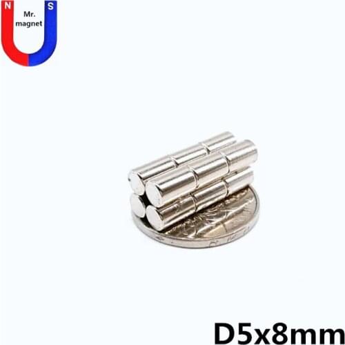 100/500/1000pcs 5mm X 8mm Strong Cylinder Rare Earth Magnet 5X8 Neodymium Bulk permanent N35 Mini Small Round Magnets Disc 5*8mm