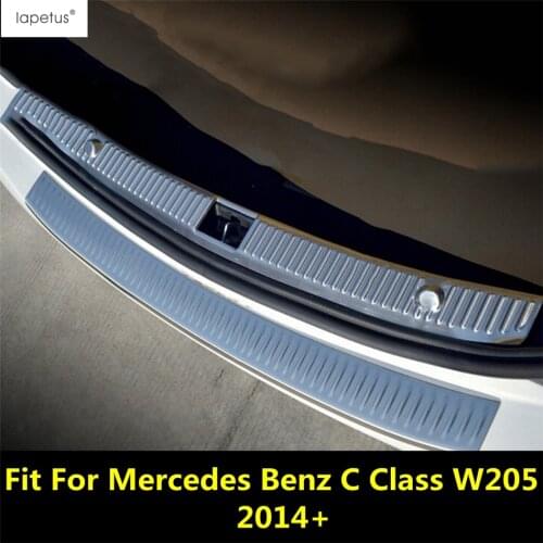 Lapetus Accessories For Mercedes Benz C CLASS W205 2014 - 2020 Rear Bumper Door Sill Plate Protective Cover Kit 2Pcs / Set