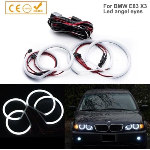 4pcs (131mm+106mm)LED Angel Eyes White SMD Cotton LED Rings DRL Daytime Running lights For BMW E46 Compact E83 X3 Car Styling