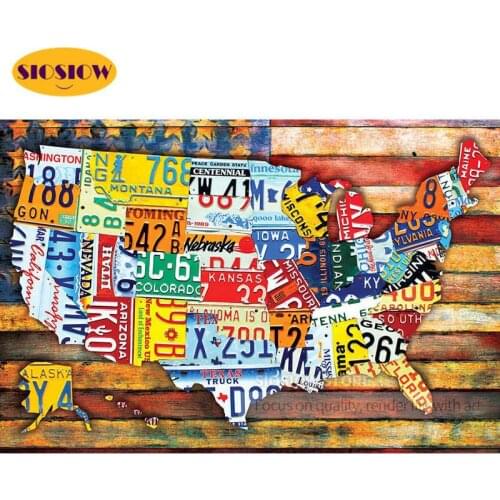 5D DIY Diamond Painting Map Of America Full Square Round Diamond Embroidery Cross Stitch Rhinestones Mosaic Decoration Home Room