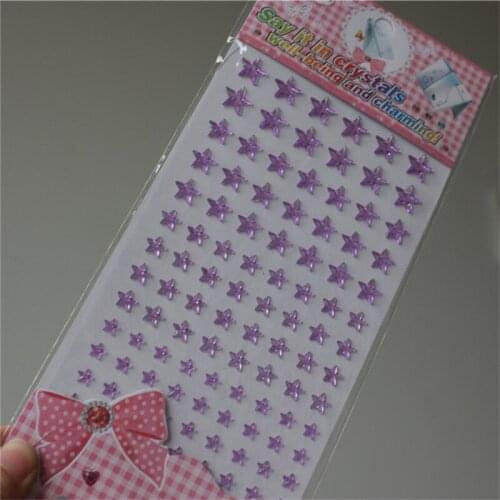 Scrapbook stickers Crystal Acrylic purple Five-pointed star Stickers Kids Self Adhesive Holiday decoration Rhinestones sticker