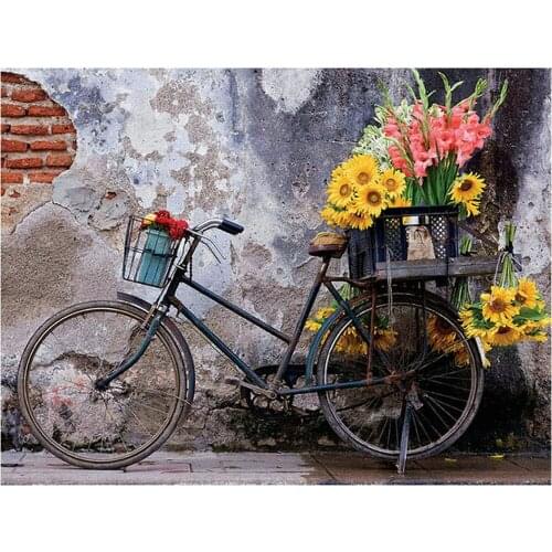 DIY 5D Diamond Painting Cross Stitch bicycle Needlework Mosaic full square Diamond Embroidery sunflower Painting Rhinestones