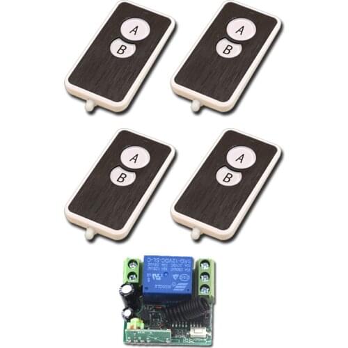 Free Shipping New 12V Mini 1CH 1CH RF Wireless Remote Control Switch System 4 X Transmitter + 1 X Receiver 315/433 MHZ