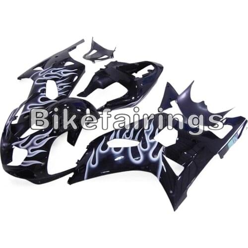 Black and White Flames Fairing Kit For Suzuki GSXR600 GSXR750 K1 2000 2001 2002 2003 ABS Plastic Motorcycle Cowlings New