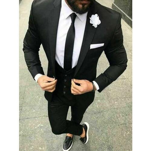 Black Mens Evening Dress Toast Suit Groom Tuxedos Prom Party Blazer Waistcoat Trousers Sets (Jacket+Pants+Vest+Tie) NO:098