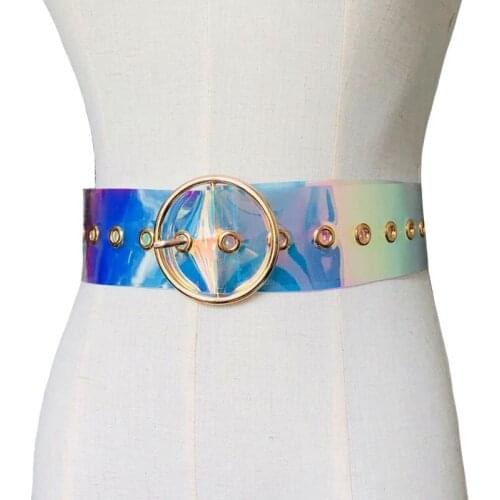 2019 Colorful PVC Transparent Female Metal ring buckle Belt Women Casual Fashion Width Belt Decoration Waist Men Belts women