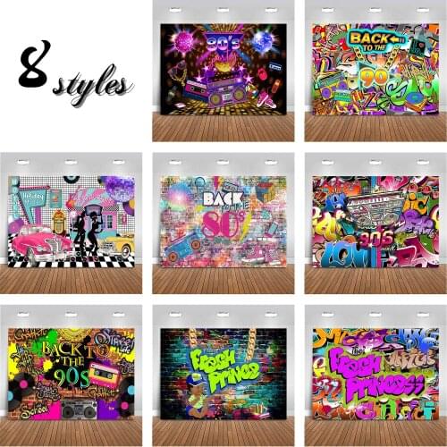 80s 90s hip hop backdrop for photography graffiti wall background for photo booth studio back to school Music Party Photocall