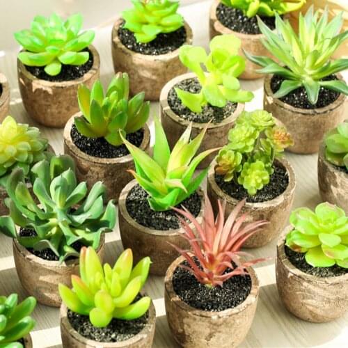 4Pcs/Set Mini Size Simulation Succulent Plants Artificial Potted Plant Bonsai Plastic Flowerpot Indoor Ornaments Home Desk Decor