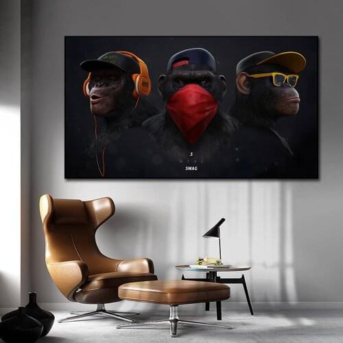 Canvas Art Printed Painting Cute Monkey Canvas Painting Posters and Prints Decorative Pictures Wall Art Picture for Living Room