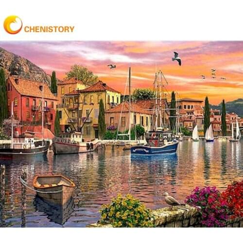 CHENISTORY Beautiful Seaside Landscape Painting By Numbers For Adults Handmade Modern Home Decor Wall Artcraft Unique Diy Gift